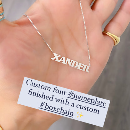 14K Gold Baby Nameplate Necklace ~ Block, Old English or Script Font