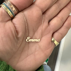 14K Gold Baby Nameplate Necklace ~ Block, Old English or Script Font