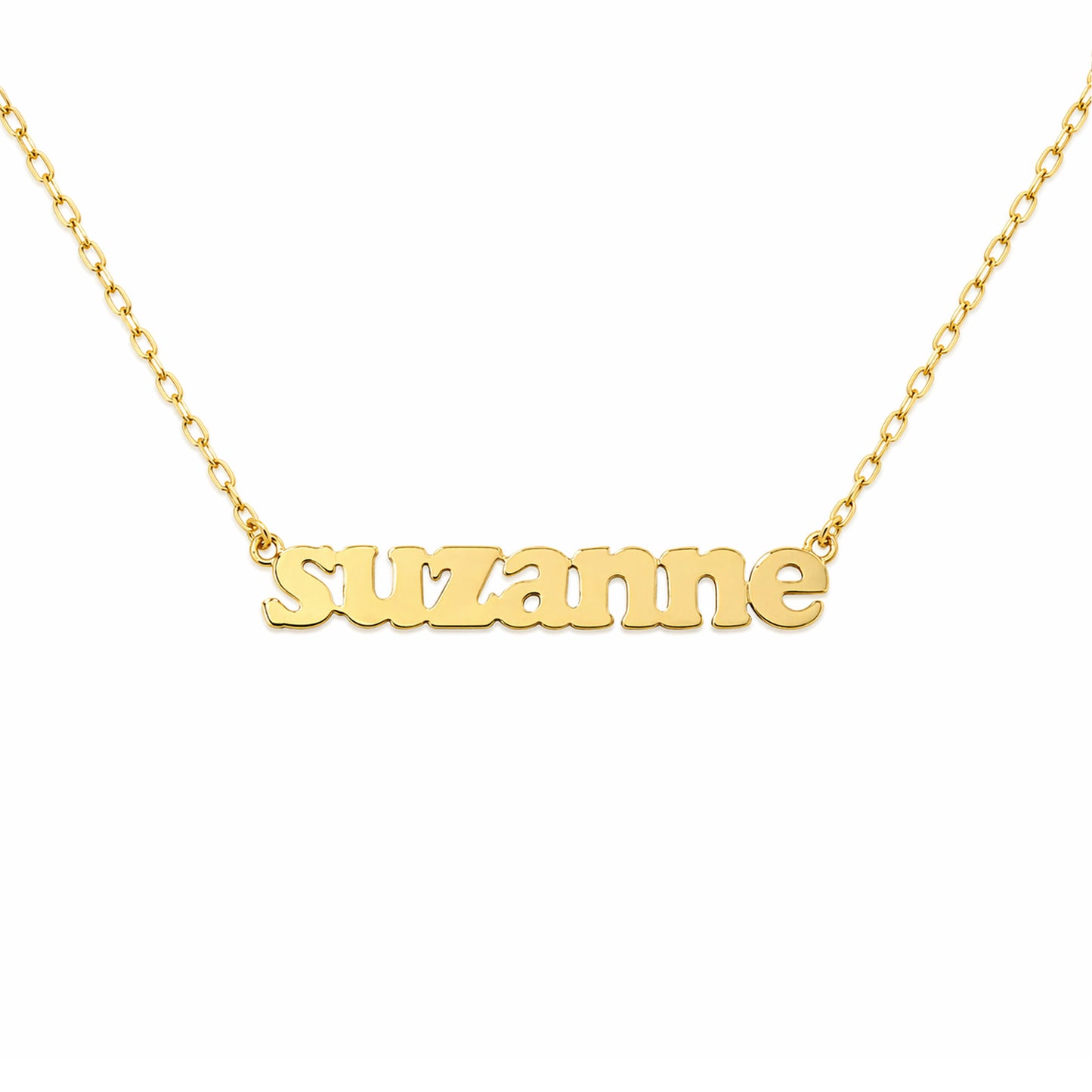 14K Gold Mini Nameplate Necklace ~ Block, Old English or Script Font