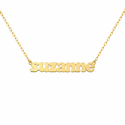 14K Gold Mini Nameplate Necklace ~ Block, Old English or Script Font