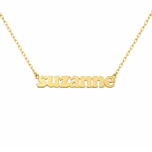 14K Gold Mini Nameplate Necklace ~ Block, Old English or Script Font