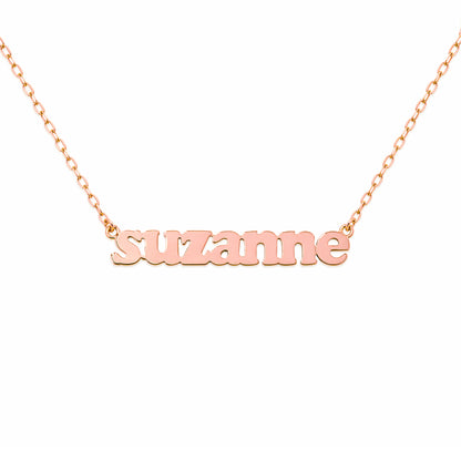14K Gold Mini Nameplate Necklace ~ Block, Old English or Script Font