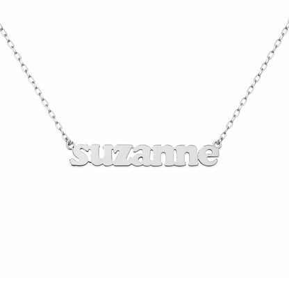14K Gold Mini Nameplate Necklace ~ Block, Old English or Script Font