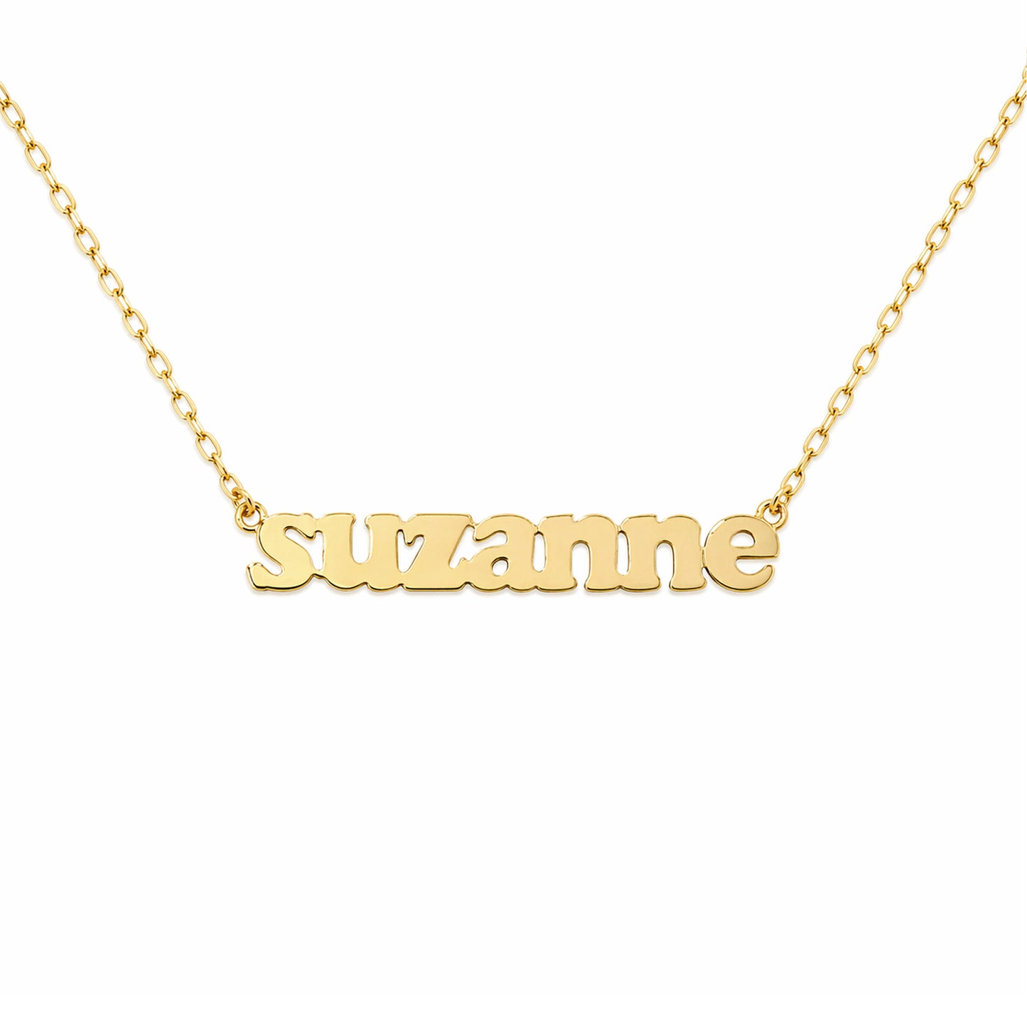 14K Gold Mini Nameplate Necklace ~ Block, Old English or Script Font