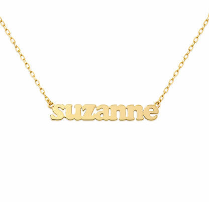 14K Gold Mini Nameplate Necklace ~ Block, Old English or Script Font