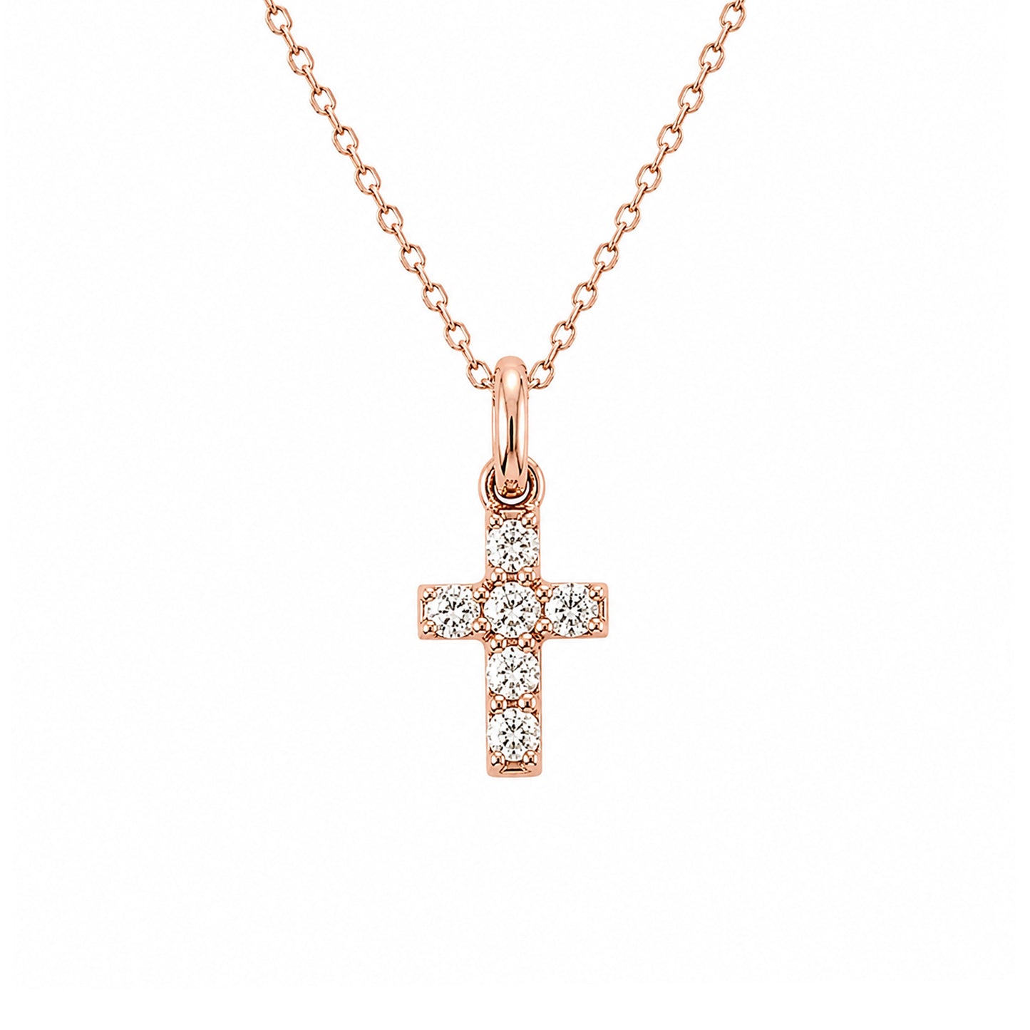 14K Gold Pavé Diamond Small Cross Necklace