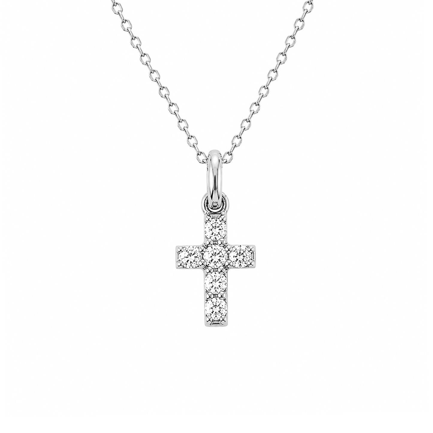 14K Gold Pavé Diamond Small Cross Necklace