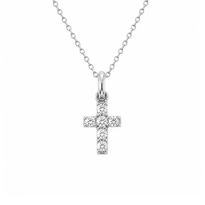 14K Gold Pavé Diamond Small Cross Necklace
