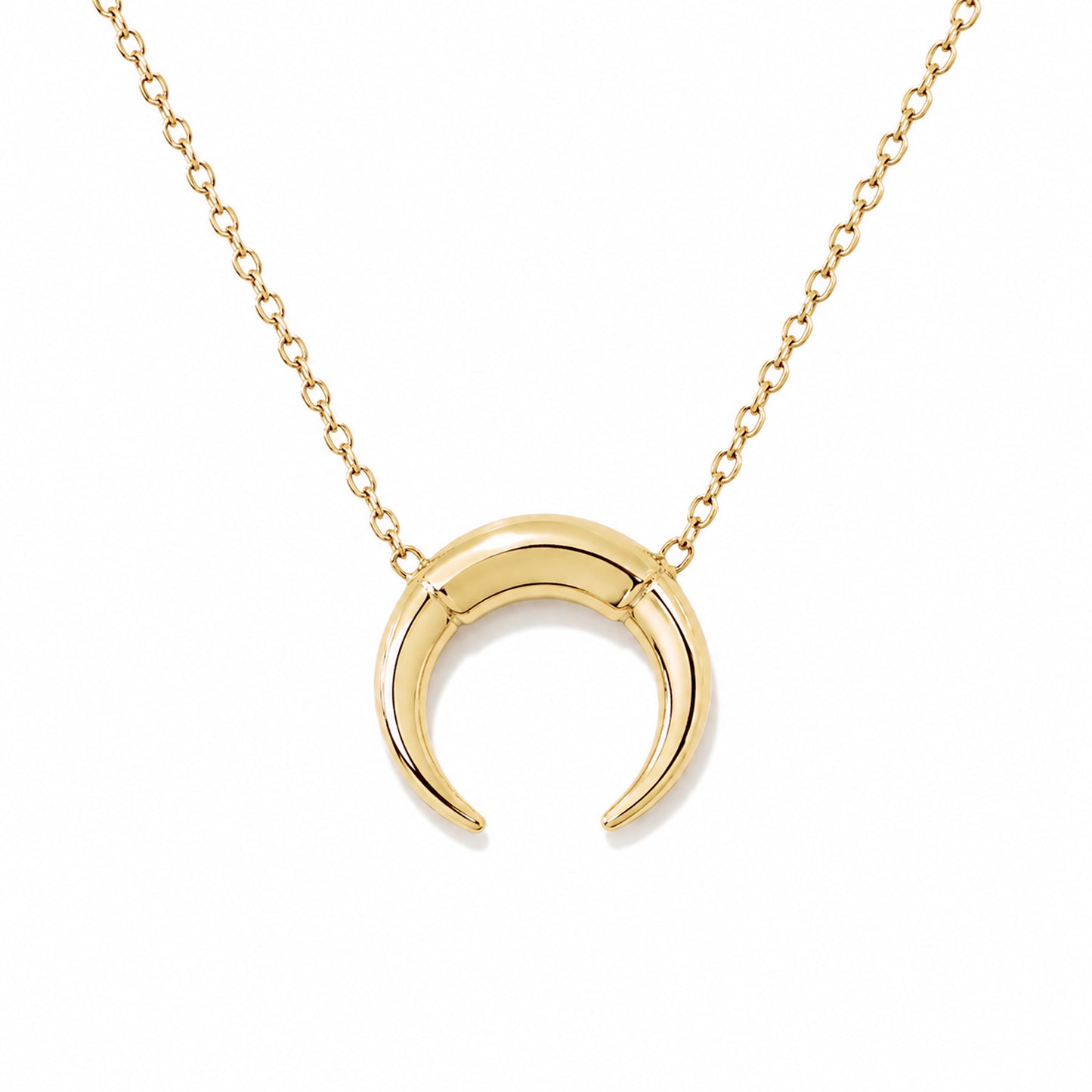 14K Gold Double Horn Necklace