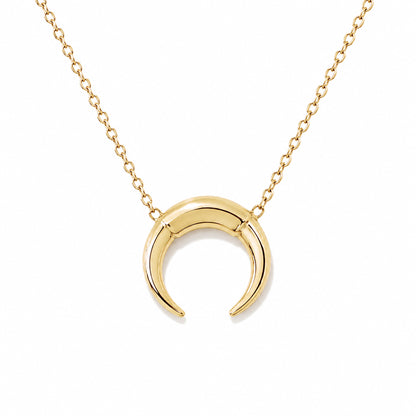 14K Gold Double Horn Necklace