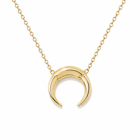 14K Gold Double Horn Necklace