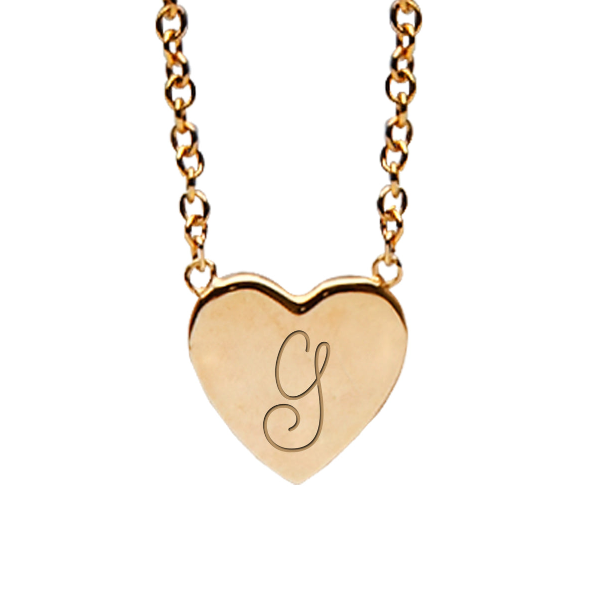 14K Gold Initial Heart Necklace, Small Size