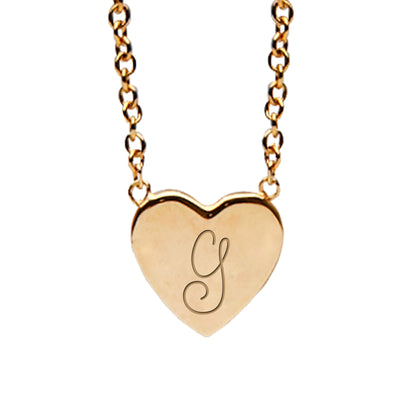 14K Gold Initial Heart Necklace, Small Size