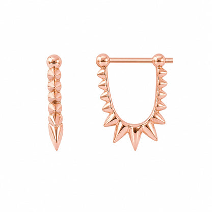 Spike Collection: 14K Gold Spike Huggie Hoop Earrings, Small Size