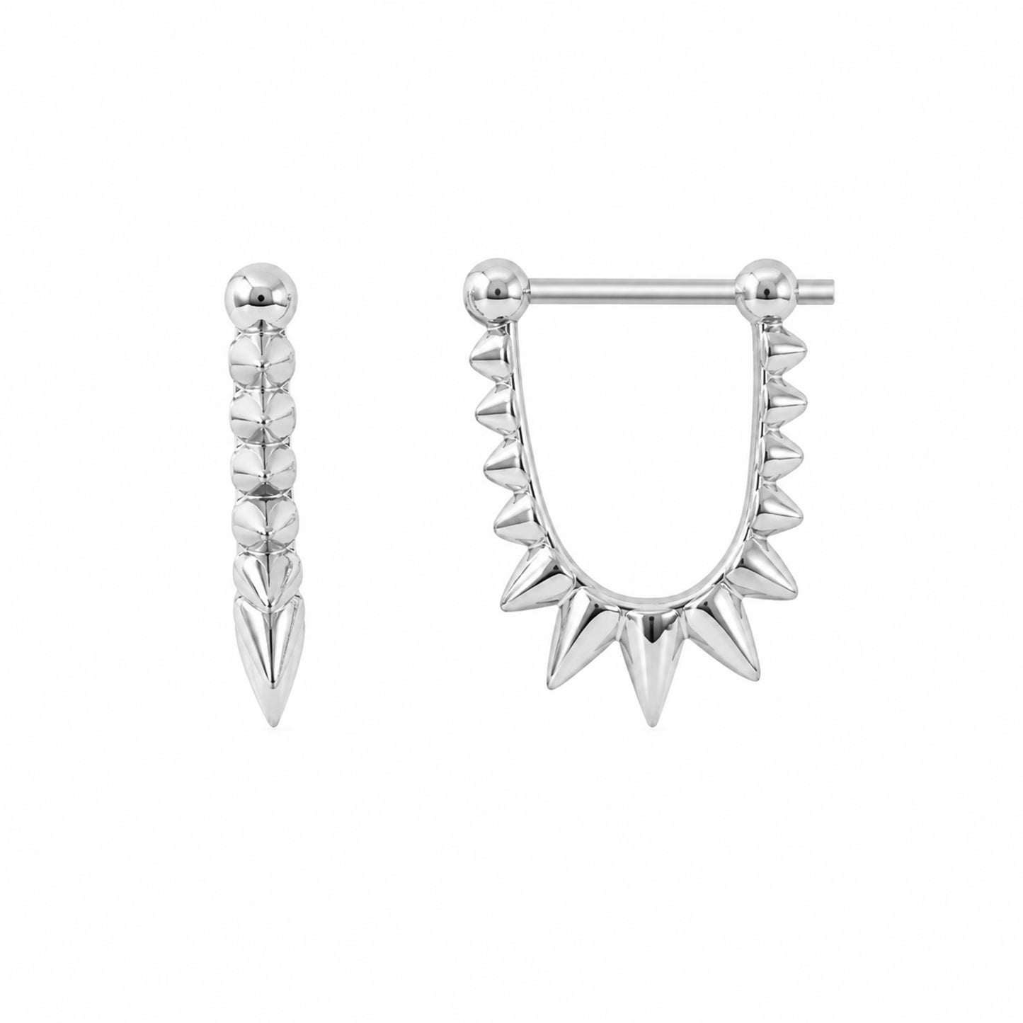 Spike Collection: 14K Gold Spike Huggie Hoop Earrings, Small Size