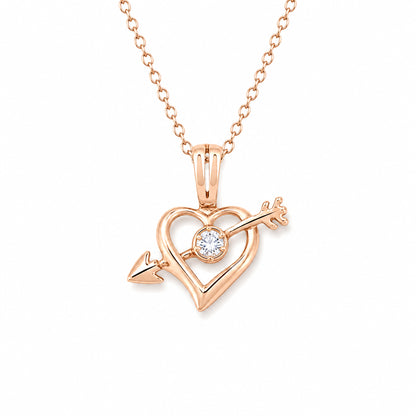 14K Gold Diamond XS Pierced Arrow Heart Necklace