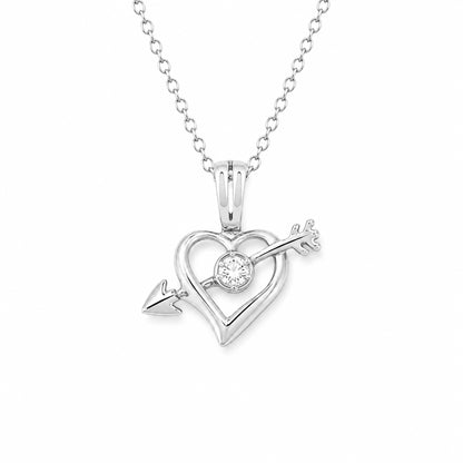 14K Gold Diamond XS Pierced Arrow Heart Necklace