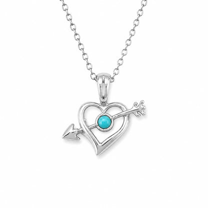 14K Gold Turquoise Pierced Arrow Heart Necklace