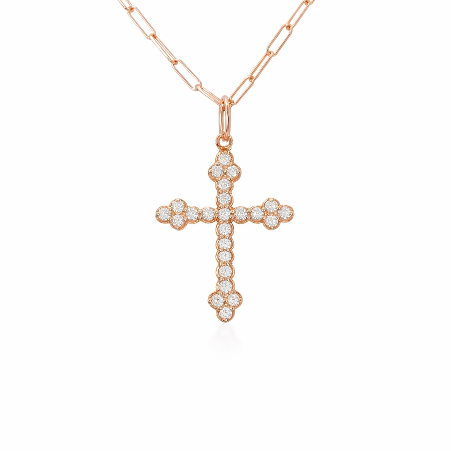 14K Gold Diamond Gothic Trinity Cross Necklace ~ Small Size