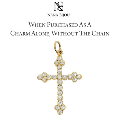 14K Gold Diamond Gothic Trinity Cross Necklace ~ Large Size