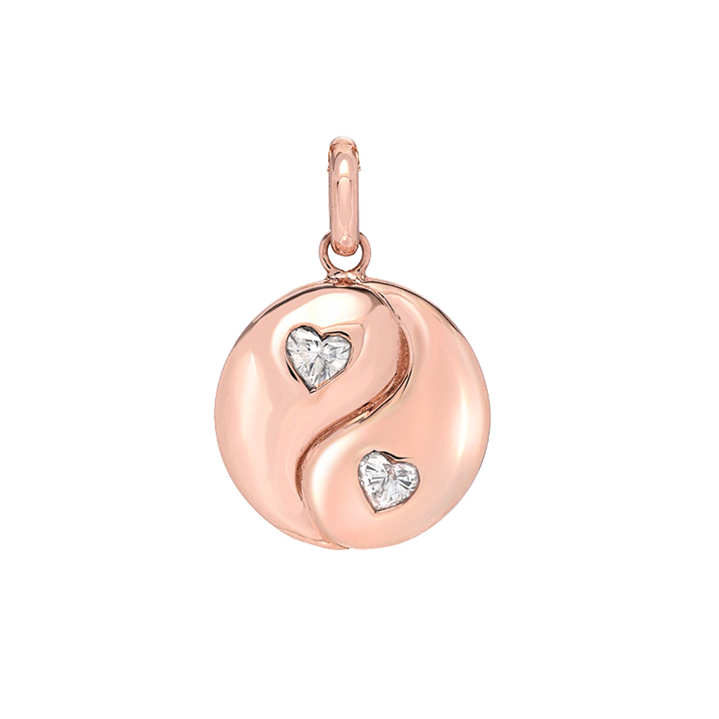 14K Gold Diamond Heart Yin Yang Charm Pendant ~ Small Size