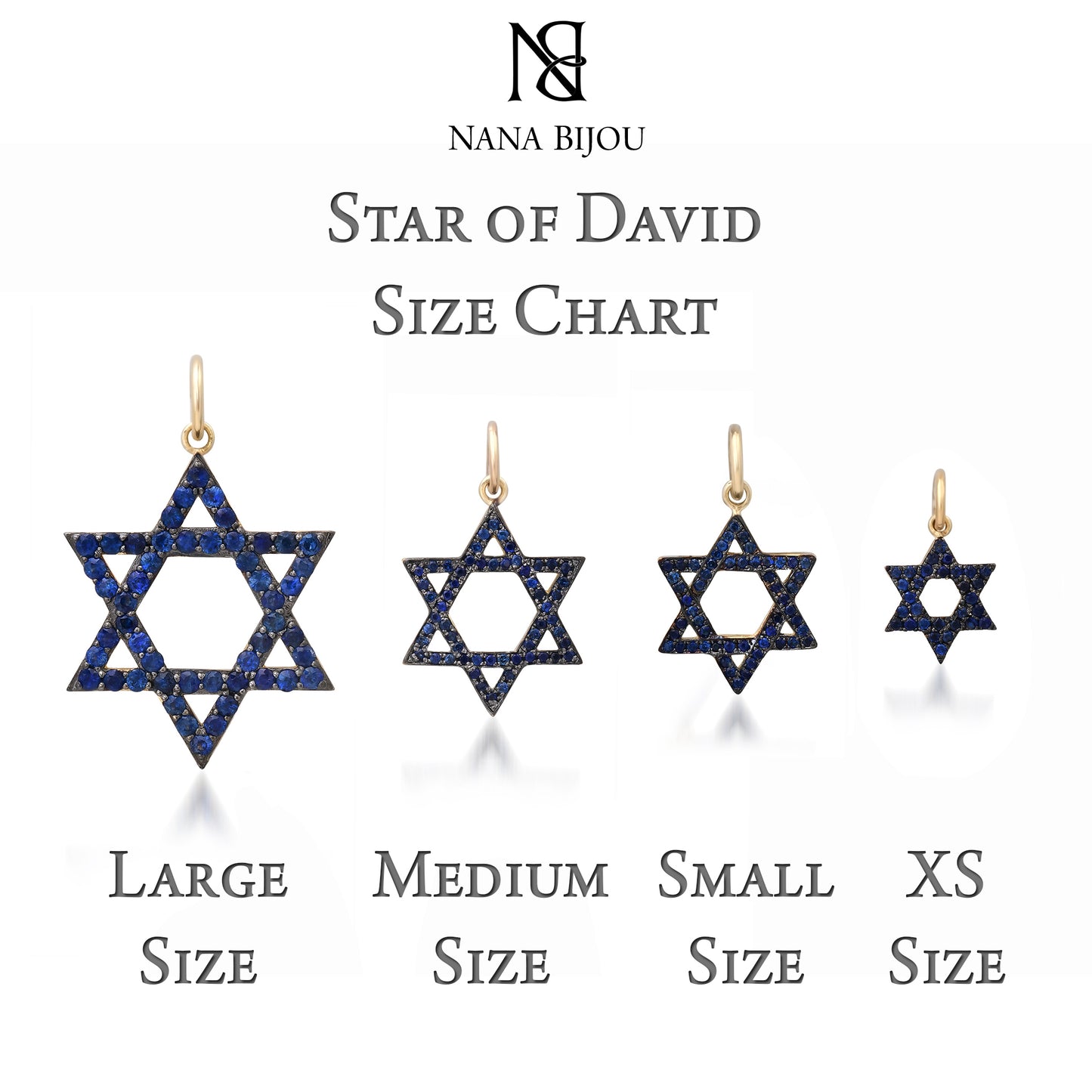 14K Gold Interwoven Star of David Charm Pendant, Small Size