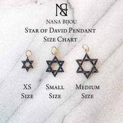 14K Gold Blue Sapphire Star of David Charm Pendant, Small Size