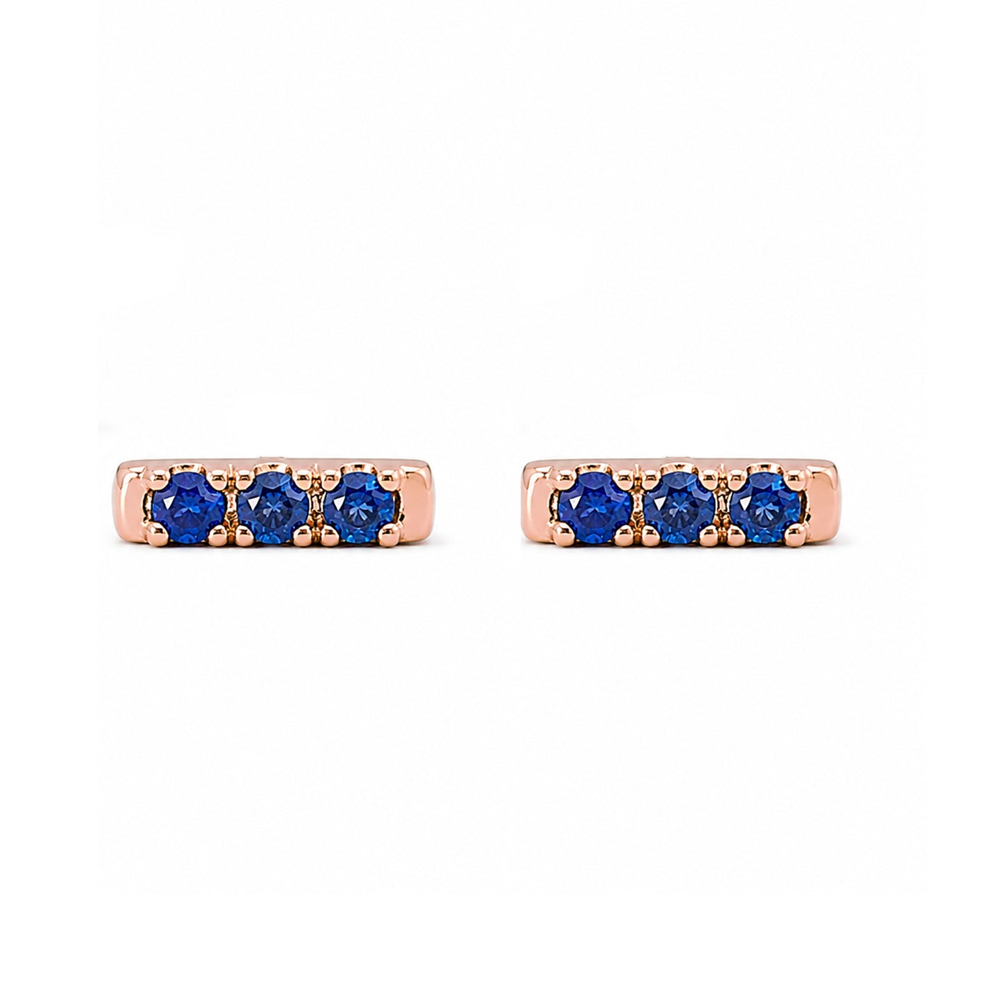 14K Gold XS Pavé Sapphire Bar Stud Earrings