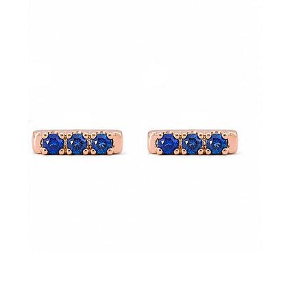 14K Gold XS Pavé Sapphire Bar Stud Earrings