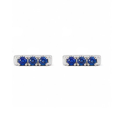 14K Gold XS Pavé Sapphire Bar Stud Earrings