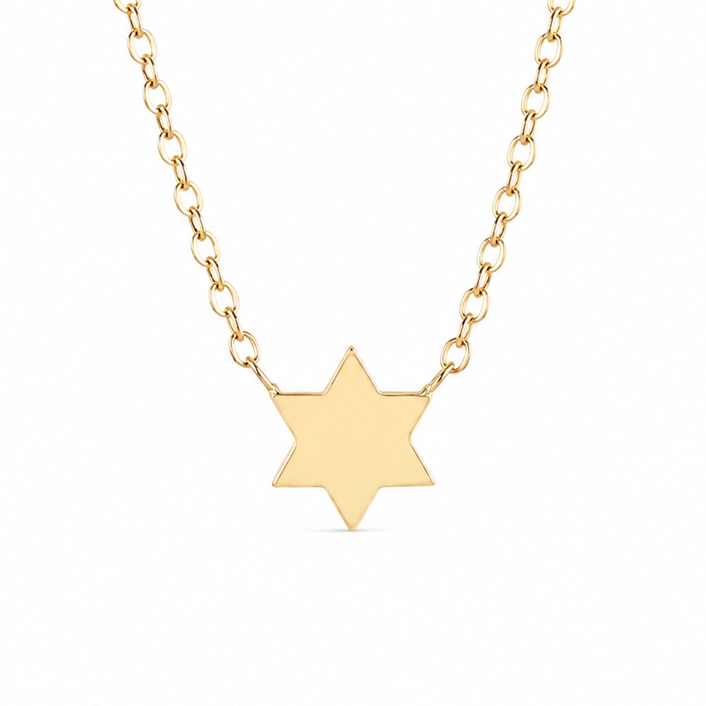 14K Gold Tiny Star of David Charm Pendant Necklace