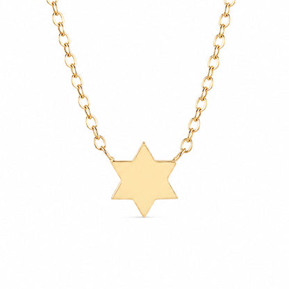 14K Gold Tiny Star of David Charm Pendant Necklace