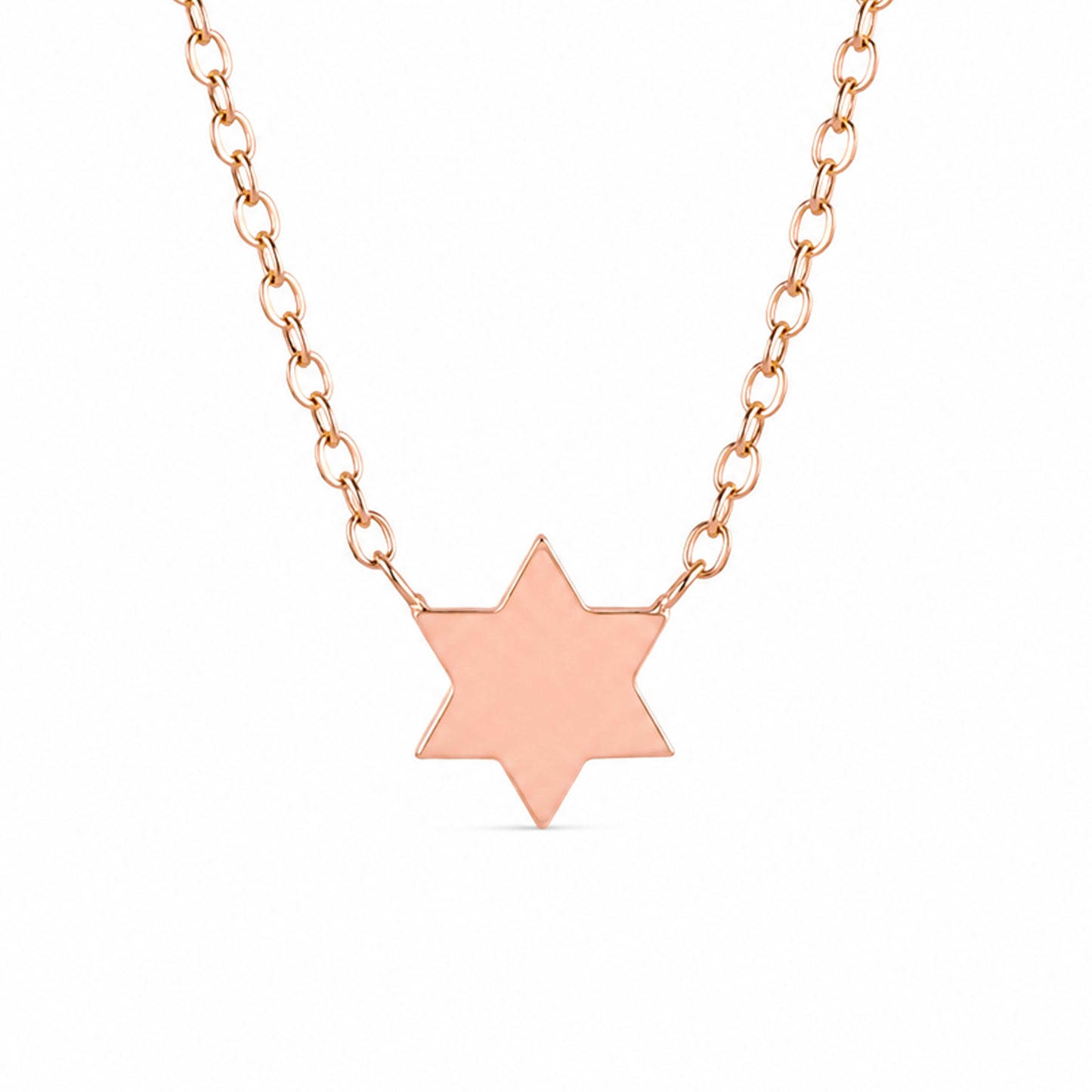 14K Gold Tiny Star of David Charm Pendant Necklace