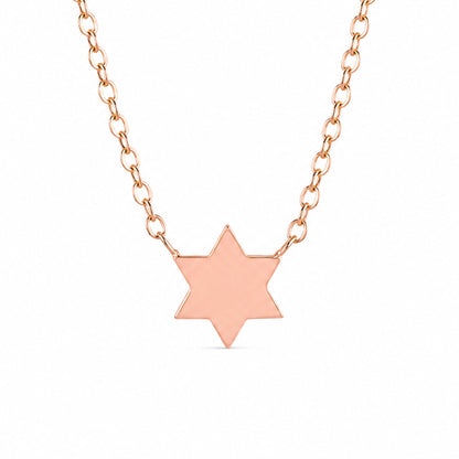 14K Gold Tiny Star of David Charm Pendant Necklace