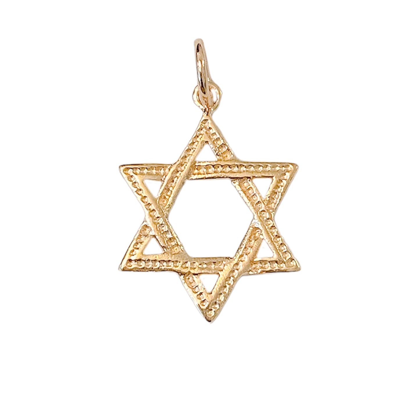 14K Gold Interwoven Star of David Charm Pendant, Medium Size