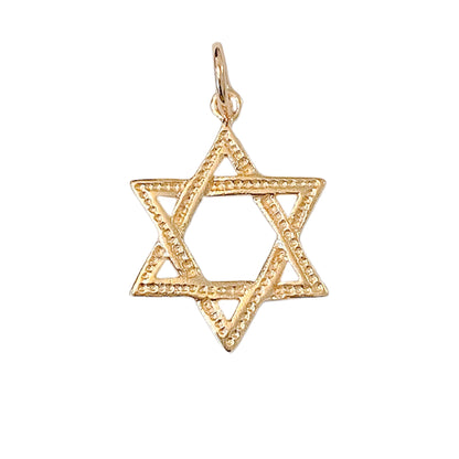 14K Gold Interwoven Star of David Charm Pendant, Medium Size