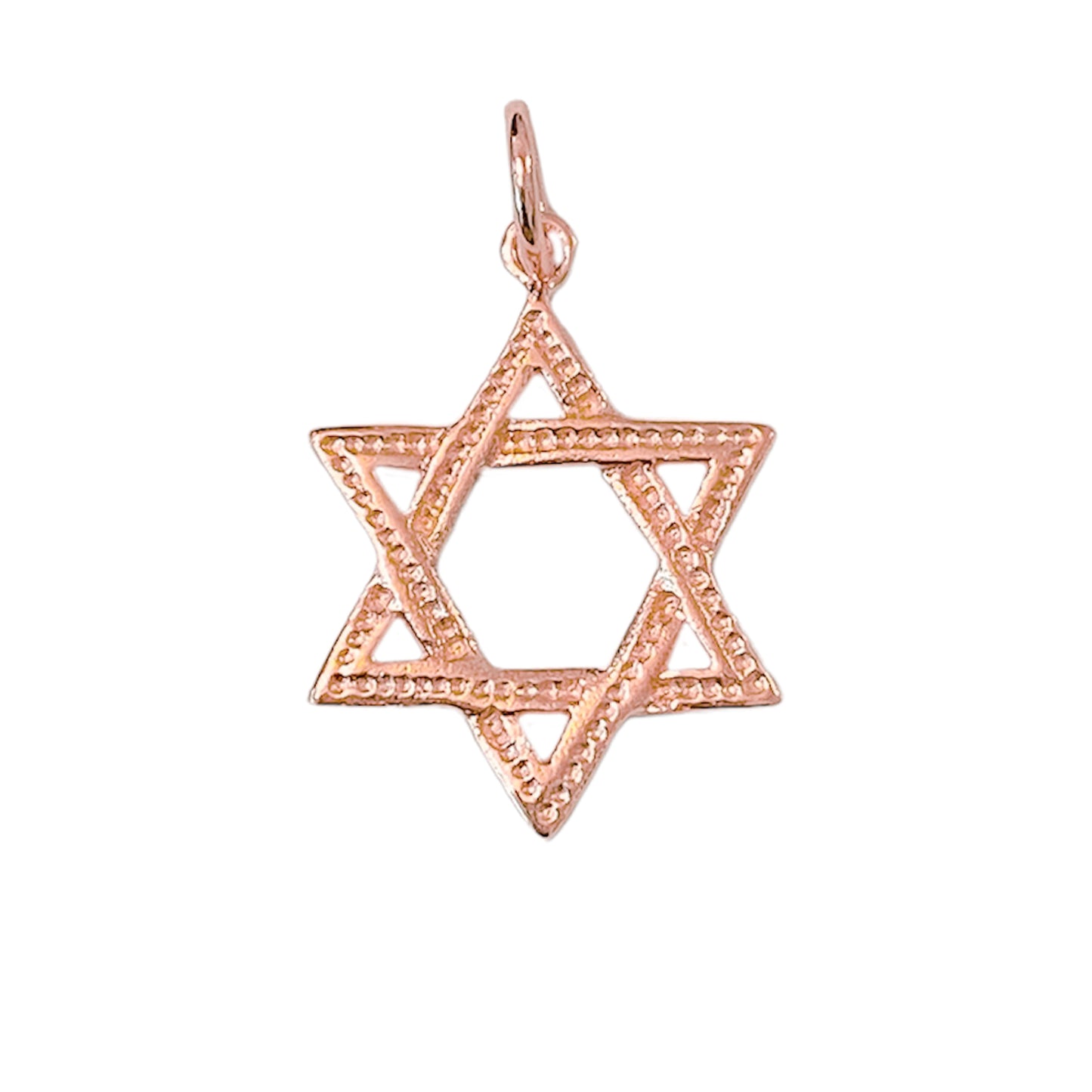 14K Gold Interwoven Star of David Charm Pendant, Medium Size