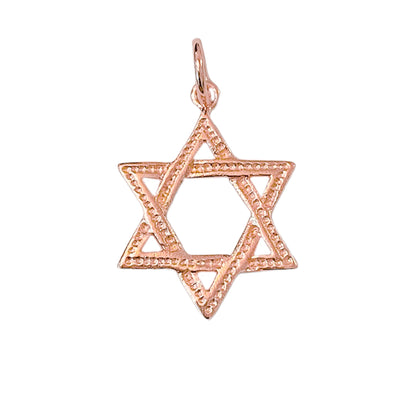 14K Gold Interwoven Star of David Charm Pendant, Medium Size