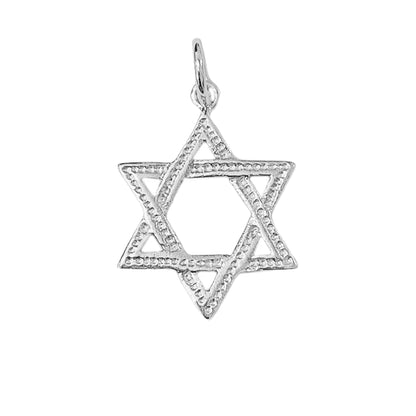 14K Gold Interwoven Star of David Charm Pendant, Medium Size