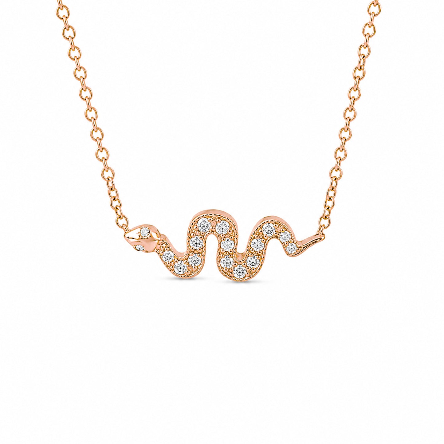 14K Gold Pavé Diamond Swivel Snake Necklace