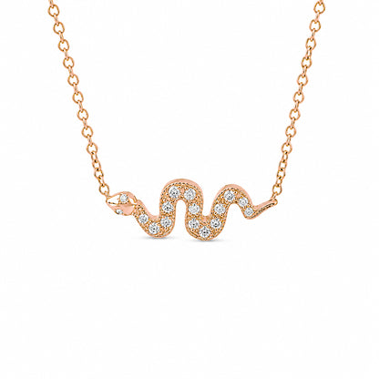 14K Gold Pavé Diamond Swivel Snake Necklace