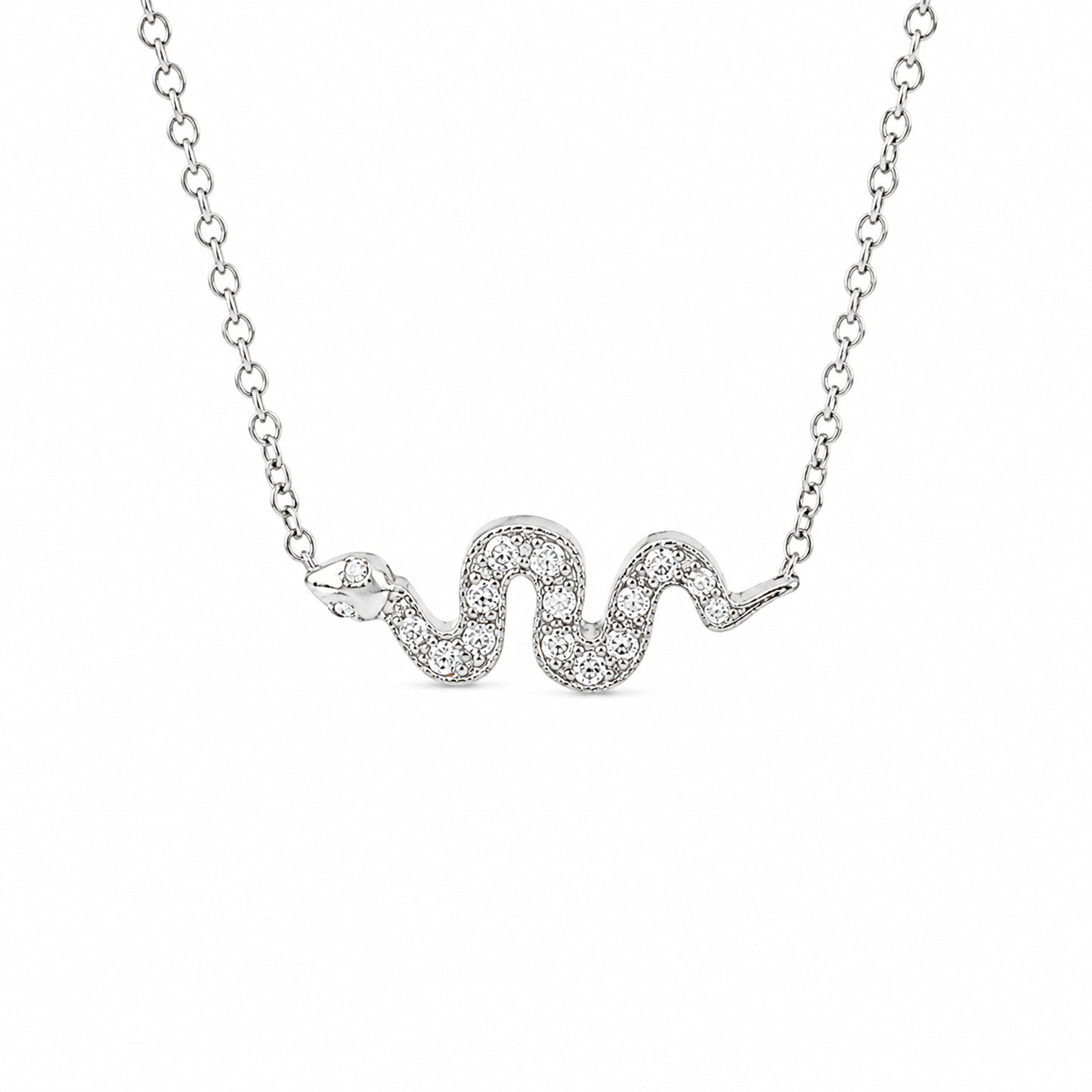 14K Gold Pavé Diamond Swivel Snake Necklace