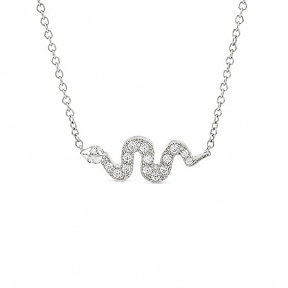 14K Gold Pavé Diamond Swivel Snake Necklace