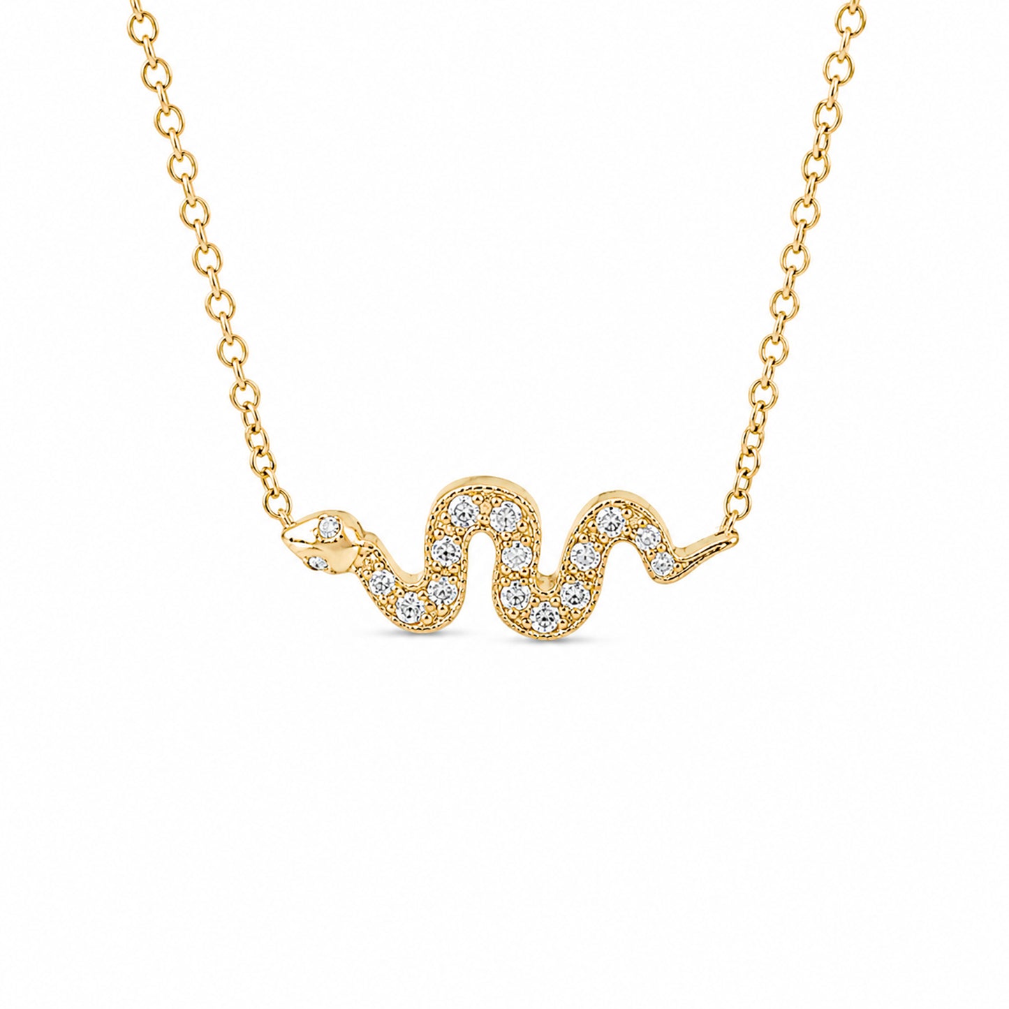 14K Gold Pavé Diamond Swivel Snake Necklace