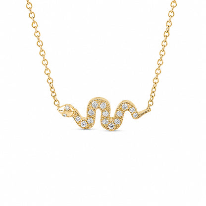 14K Gold Pavé Diamond Swivel Snake Necklace