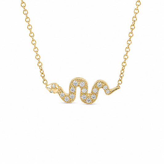 14K Gold Pavé Diamond Swivel Snake Necklace