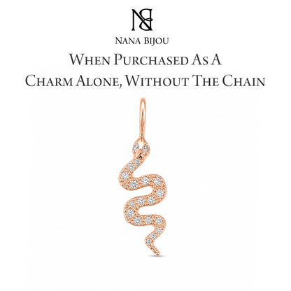 14K Gold Pavé Diamond Swivel Snake Necklace