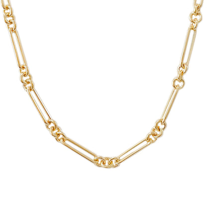 14K Gold 3 to 1 Mixed Link Chain Necklace, Large Size