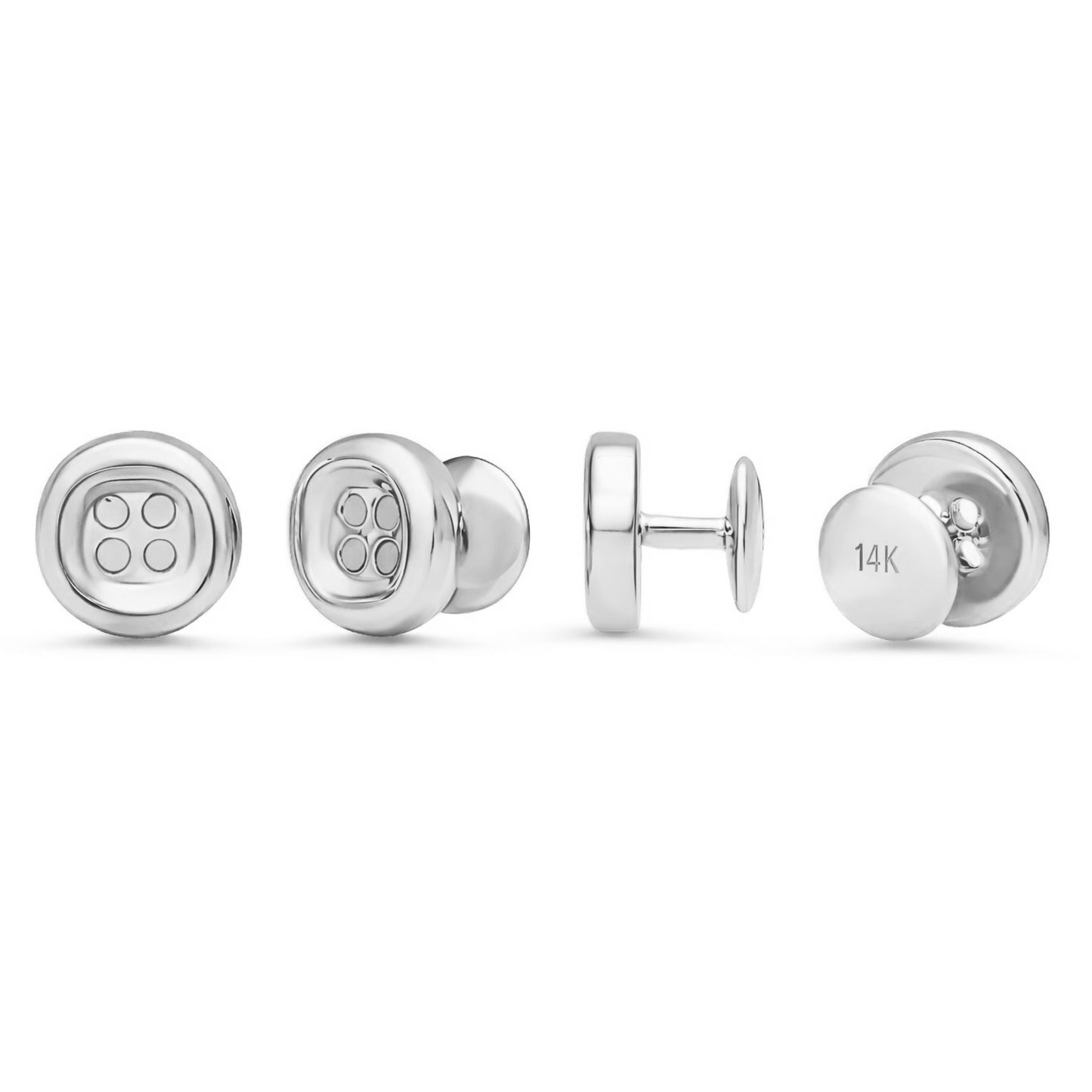 14K Gold Thick Round Button Shape Tuxedo Shirt Stud Set
