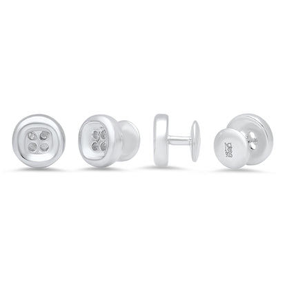 Sterling Silver Thick Round Button Shape Tuxedo Shirt Stud Set